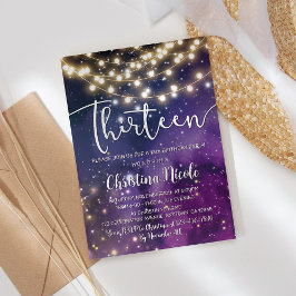 13:e födelsedagen Galaxy Lila Stars String Ljus Inbjudningar