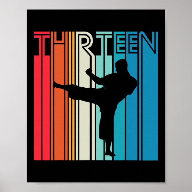 13:e födelsedagen Gift Karate Retro Taekwondo Mart Poster (Framsidan)