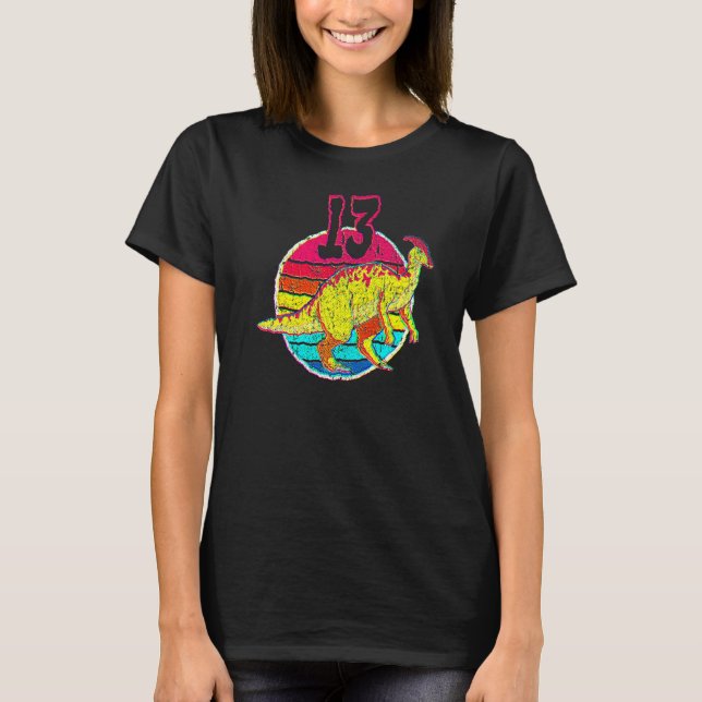 13:e födelsedagen I Parasaurolophus I Familjematch T Shirt (Framsida)