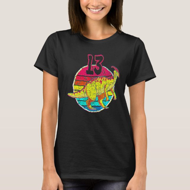 13:e födelsedagen I Parasaurolophus I Family Match T Shirt (Framsida)