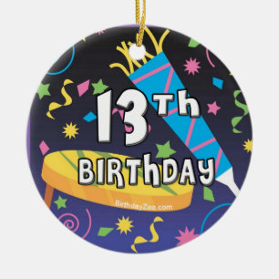 13:e födelsedagen julgransprydnad keramik