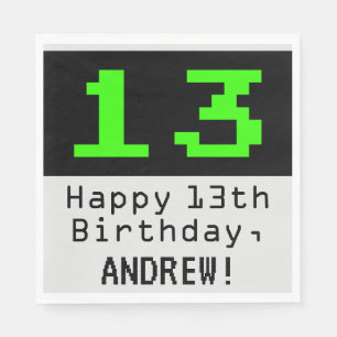 13:e födelsedagen - Nerdy / Geeky Stil "13" & Nam Pappersservett