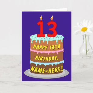 13:e födelsedagen: Roligt Cake and Candles + Custo Kort