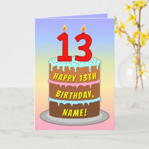 13:e födelsedagen - Roligt Cake & Candles, med ege Kort