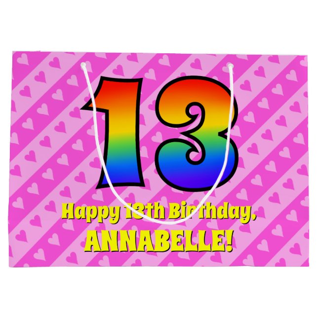 13:e födelsedagen: Rosa Rand & Hearts, regnbåge nr (Baksidan)