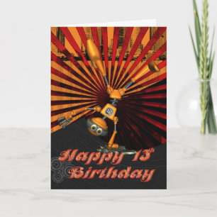 13:e födelsedagen, Skateboard Robot Birthday Card Kort