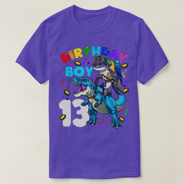 13:e födelsedagen T Rex Birthday Boy Shirt (Design framsida)