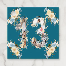 13:e födelsedagsdagen - Gult för tealblommor - fot Gåvor Etiketter