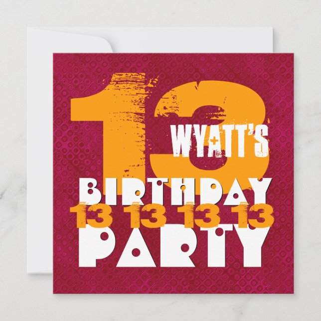 13:e Födelsedagsfesten, 13:e året gammal Grunge Z1 Inbjudningar (Framsida)