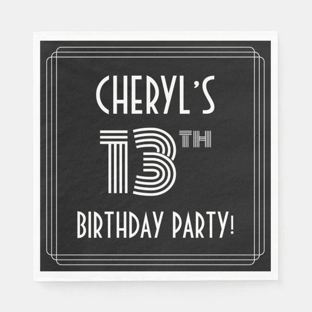 13:e Födelsedagsfesten: Art Deco Stil + anpassat n Pappersservett (Framsidan)