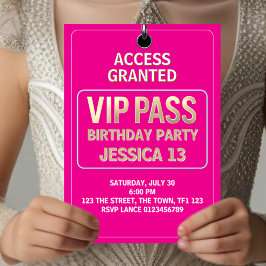 13:e Födelsedagsfesten, VIP Pass, Level 13, flicko Inbjudningar