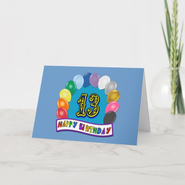 13:e födelsedagsgåvor med assorterad ballonger kort (Framsida)