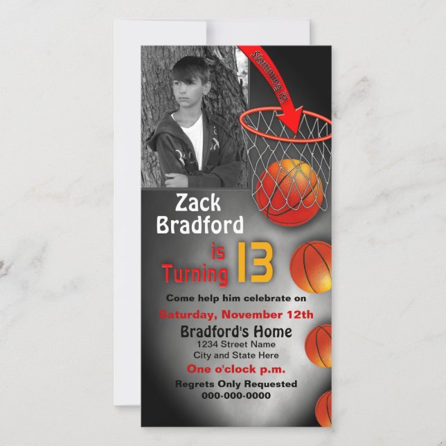13:e födelsedagsinbjudan, Basket Boll Ring (Framsida)