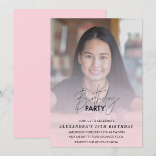 13:e födelsedagsinbjudan Födelsedagsfest Fotorosa Inbjudningar