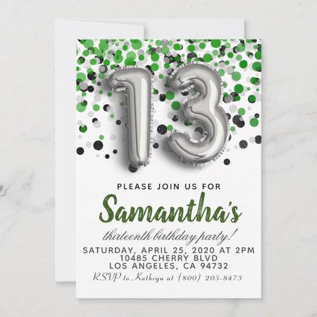 13:e födelsedagsinbjudan inbjudningar (Framsida)