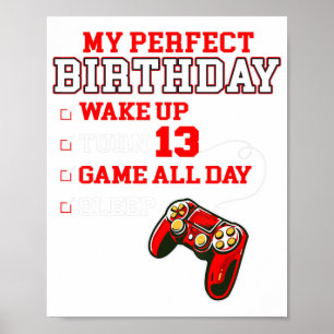 13:e födelsedagsspelaren för pojkspel Perfekt 13 å Poster