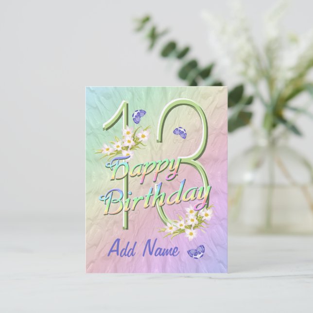 13:e födelsedagstidningen Butterfly Dance Postcard Vykort (Stående Fram)