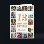 13:e fotopassagen Grattis på födelsedagen Guld och Kort<br><div class="desc">13:e Grattis på födelsedagen Guld och Vita foto- och födelsedagskort. Om du vill göra ytterligare anpassningar klickar du på knappen "Anpassa" och användor verktyg som är utformat för att ändra mallen.</div>