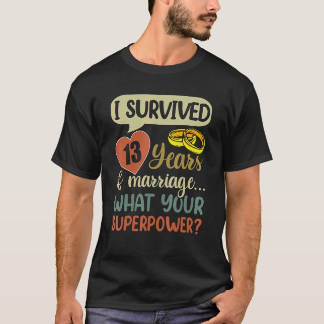13:e Giftermål-årsdagen Par I Överlevt 13 år T Shirt (Framsida)