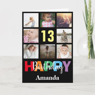 13:e Grattis på födelsedagen Photo Collage Modern Kort