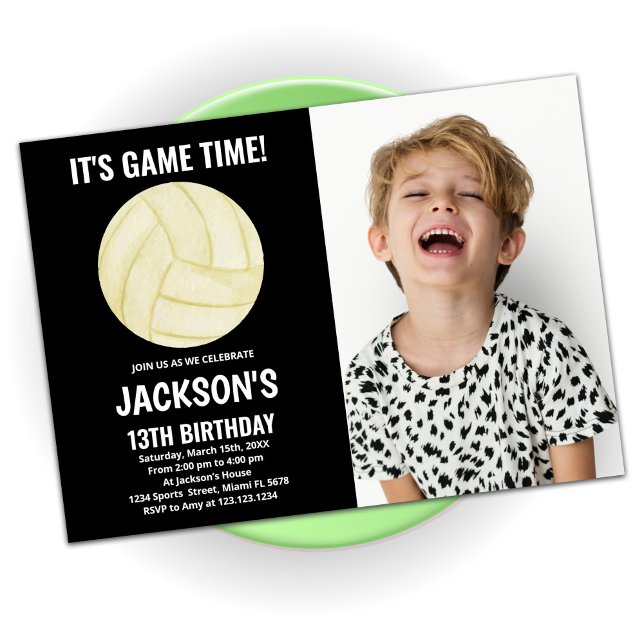 13:e svarta Volleyball-födelsedagsinbjudningar med Inbjudningar (Skapare uppladdad)