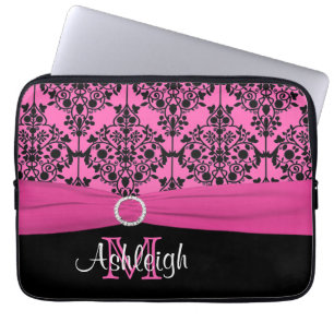 13" för vitFAUX för rosor svart laptop sleeve f