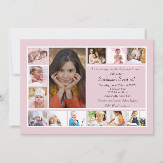 13 Foto Collage Vertikal Fotoinbjudan Inbjudningar (Framsida)