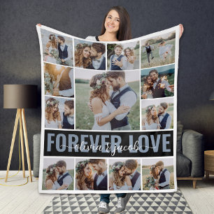 13 Fotokollage Forever love par Namn Fleecefilt