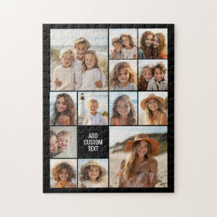 13 Fotokollage Grid - Anpassad Minimal Svart Text Pussel