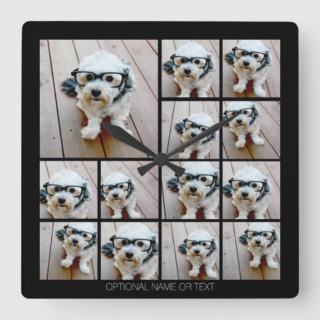 13 Fotokollage med enkel Funky Fyrkantig Klocka (Framsida)