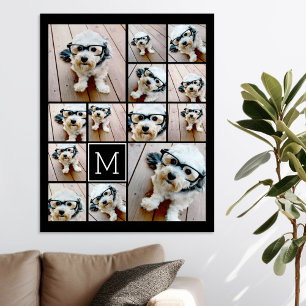 13 Fotokollage Monogram svart - Kan redigera Färg Canvastryck