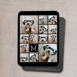 13 Fotokollage Monogram svart - Kan redigera Färg Magnet<br><div class="desc">En design med en grundläggande bakgrund. Använda upp till tretton fyrkantiga foton för att skapa en unik och personlig gåva. Om du behöver justera bilder klickar du på verktyg för att anpassa ändringar.</div>