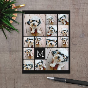 13 Fotokollage Monogram svart - Kan redigera Färg Vykort