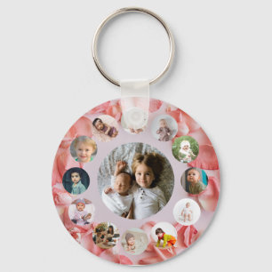13 Fotokollage rosy Personlig Namn Nyckelring