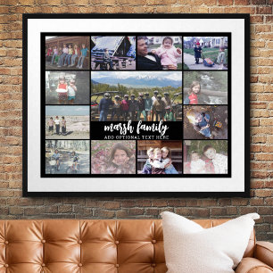 13 Fotokollage Valfri text - Familj - svart Poster