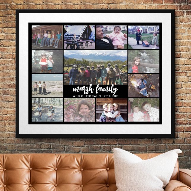13 Fotokollage Valfri text - Familj - svart Poster (Custom Photo Collage Poster)
