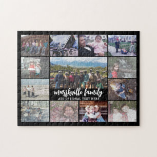 13 Fotokollage Valfri text -- Familj - svart Pussel