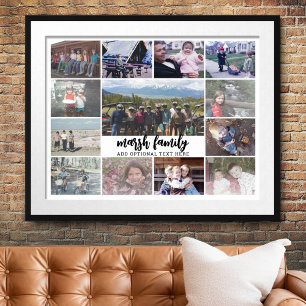 13 Fotokollage Valfri text - Familj - vit Poster