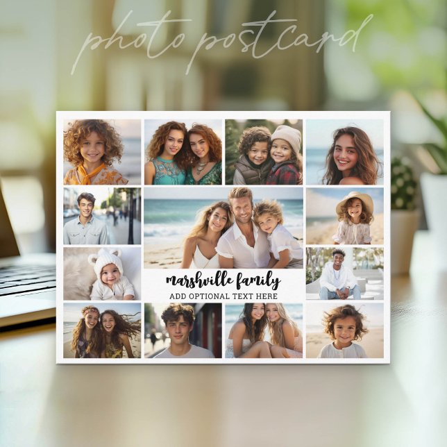 13 Fotokollage Valfri text -- Familj -  Vykort (Photo Postcard - Customize with your favorite photos)