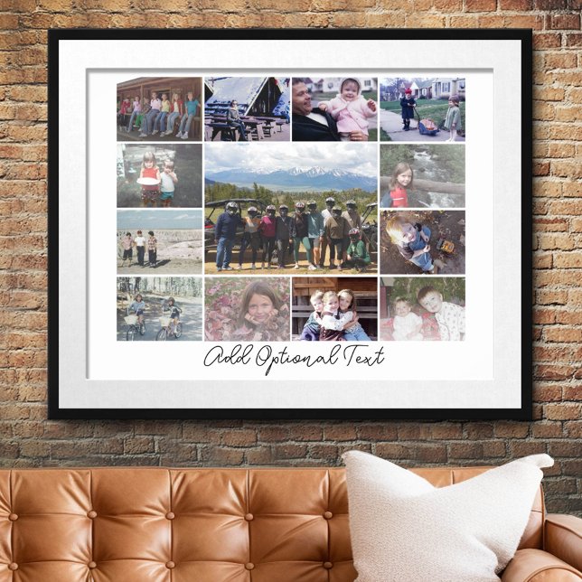 13 Fotokollage Valfri text - Vit Poster (Custom Photo Collage Poster)