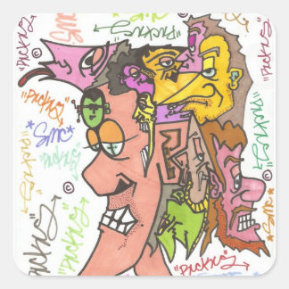 13 fyrkanter fyrkantigt klistermärke