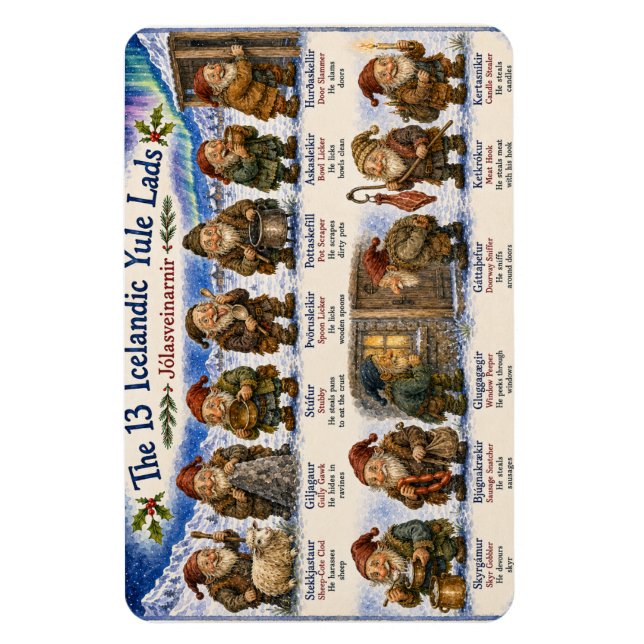 13 isländska jul tomten julen reykjavik magnet (Vertikal)