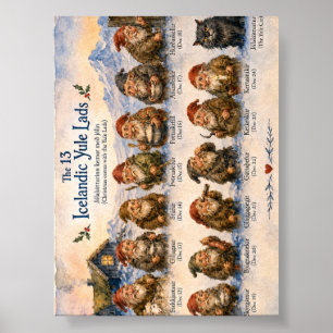 13 isländska julknuttar jul i Island Poster