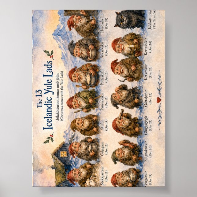 13 isländska julknuttar jul i Island  Poster (Framsidan)