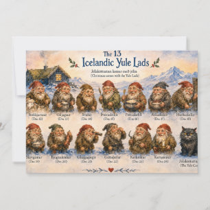 13 isländska julknuttar jul i Island Tack Kort