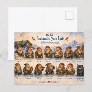 13 isländska julknuttar jul i Island Vykort