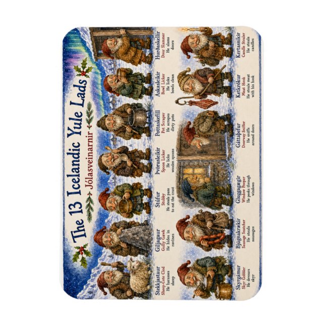 13 isländska julknuttar jul reykjavik magnet (Vertikal)