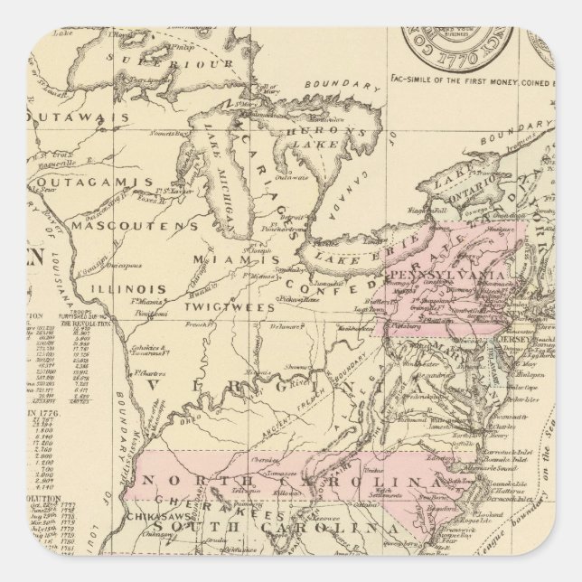 13 kolonier 1 776 fyrkantigt klistermärke (Framsida)