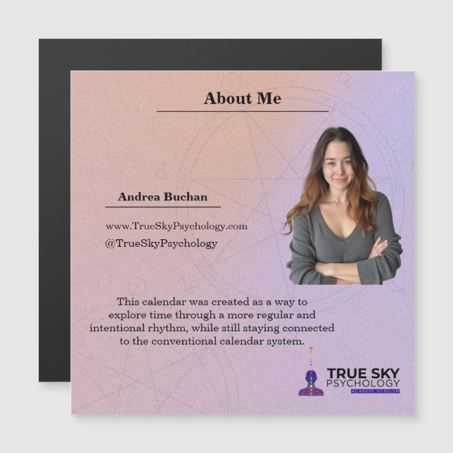 13-Månaders Månfas Zodiak Kalender (Fram/baksida)