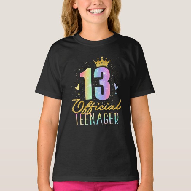 13 Officiellers tonåring Krona 13 år gammal färgti T Shirt (Framsida)
